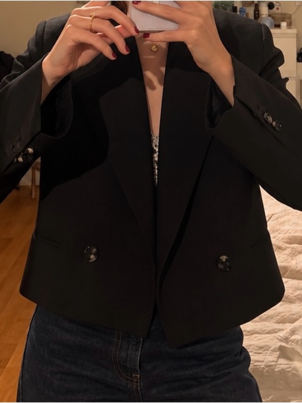 Black Women's Cropped Blazer Jacket